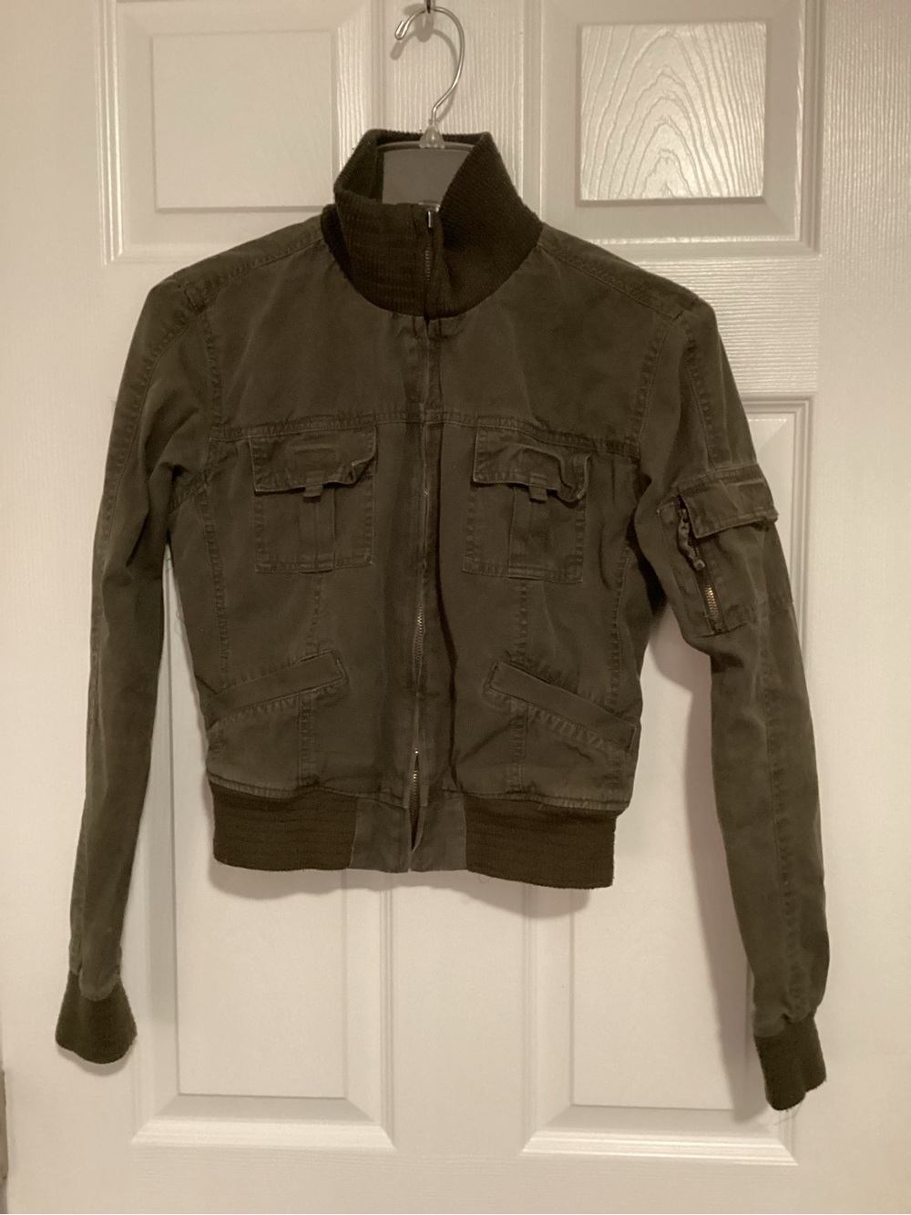 Y2K Olive Utility Bomber Jacket